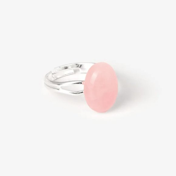 Rose Quartz Natural Stone Ring Adjustable - Picture 2 of 2